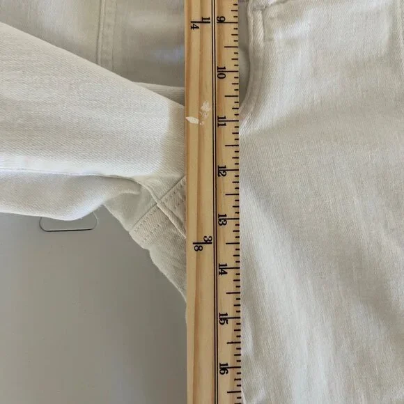 Anthropologie Pilcro Wide Leg Pants Women's White Denim Patch Panel High Rise 32 - Picture 9 of 10